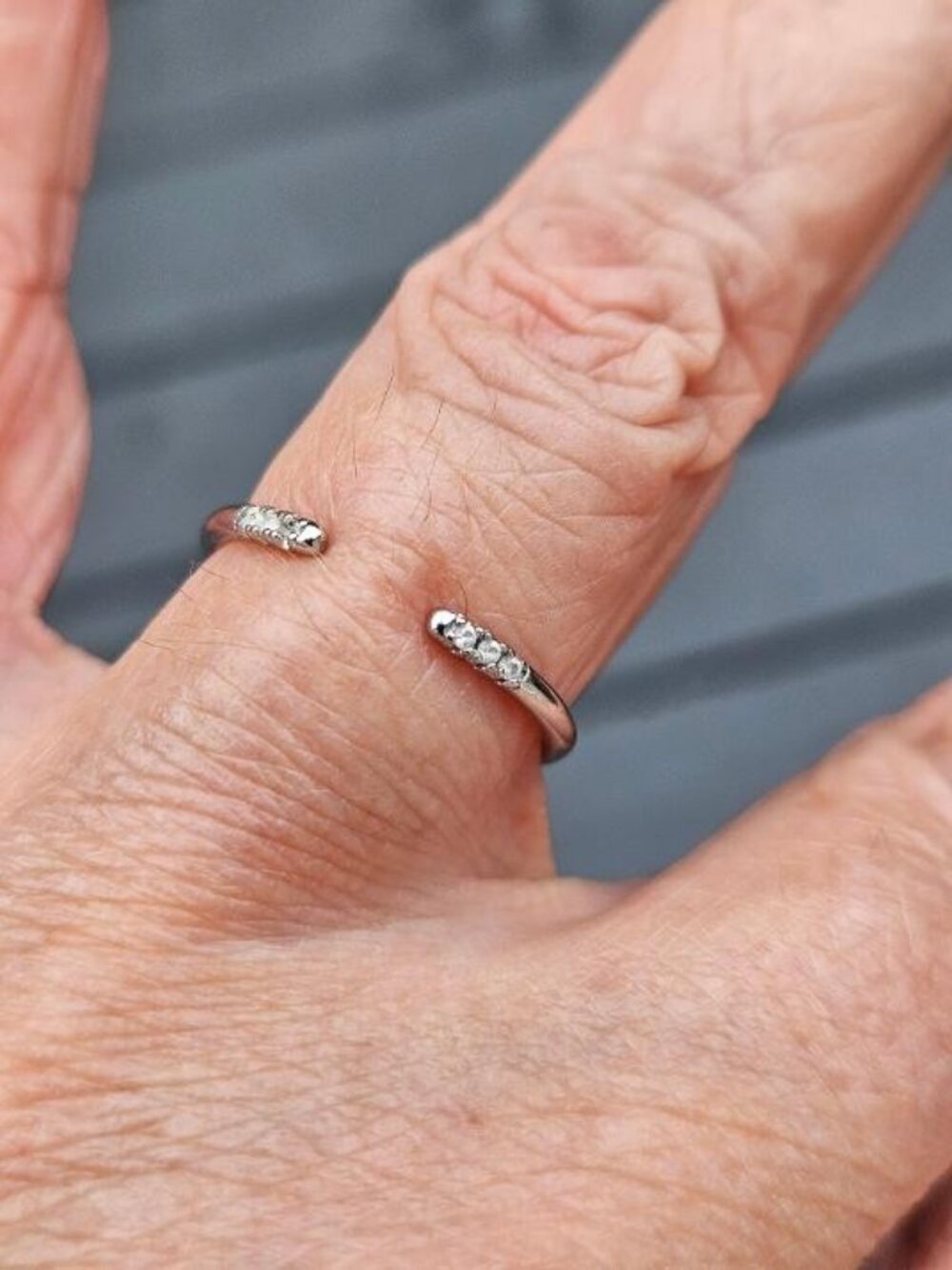 Silver Open Slim Stackable Ring - Picture 6 of 8